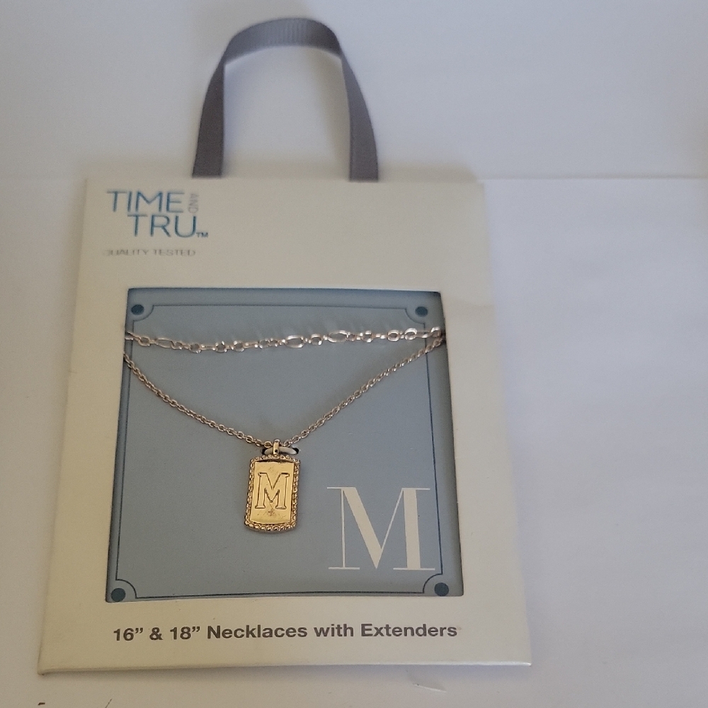 Time and Tru Gold M Pendant Necklace